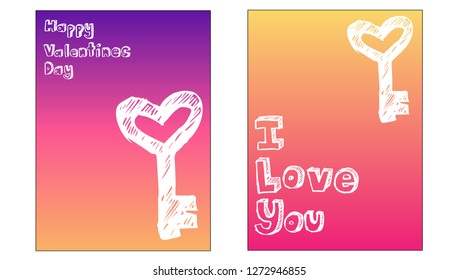 Vector Illustration Set of Valentine's Card and I love you Typography with Hearts