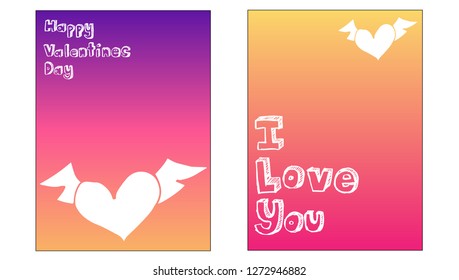 Vector Illustration Set of Valentine's Card and I love you Typography with Hearts