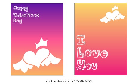 Vector Illustration Set of Valentine's Card and I love you Typography with Hearts