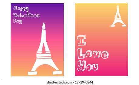Vector Illustration Set of Valentine's Card and I love you Typography with Paris Eiffel Tower