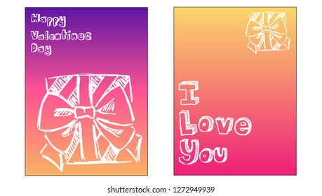 Vector Illustration Set of Valentine's Card and I love you Typography with Gift