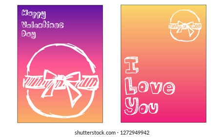 Vector Illustration Set of Valentine's Card and I love you Typography with Gift