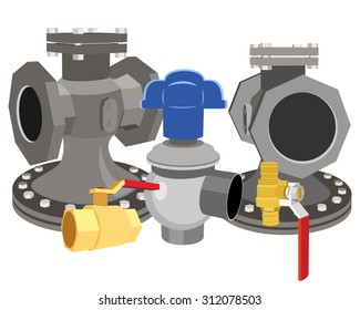 Vector illustration of a set of valves