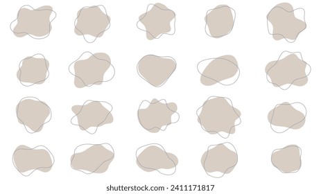 Ilustración vectorial de varias formas líquidas abstractas de color marrón claro.