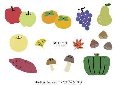 Vector illustration set of various autumn foods