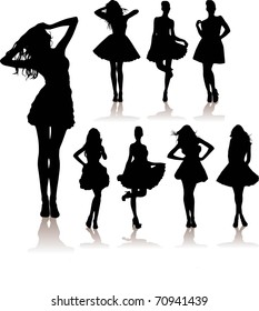 vector illustration set of various beautiful model girls