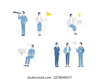 Vector illustration set of various business concept scenes such as management