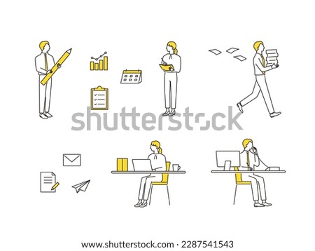 Vector illustration set of various business concept scenes such as office work