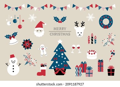 Vektorgrafik-Set verschiedener Weihnachtsartikel