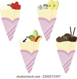 Conjunto de ilustraciones vectoriales de varias crepes