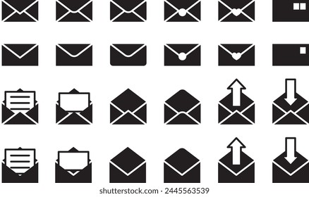 Conjunto de Ilustración vectorial de varios correos electrónicos y cartas