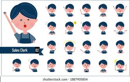 Vector illustration set of various facial expressions of male clerk