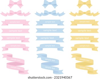 Vector illustration set of various frames in pastel colors of ribbons