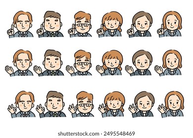 Vector illustration set of various gestures.