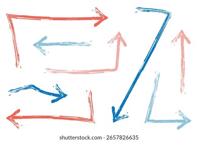 Vector illustration set of various hand-drawn arrows