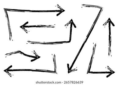 Conjunto de ilustrações vetoriais de várias setas desenhadas à mão