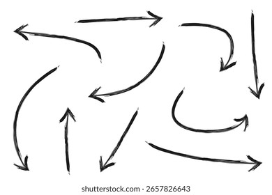 Conjunto de Ilustración vectorial de varias flechas dibujadas a mano