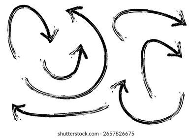 Vector illustration set of various hand-drawn arrows