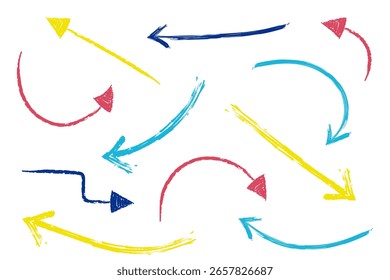 Vector illustration set of various hand-drawn arrows