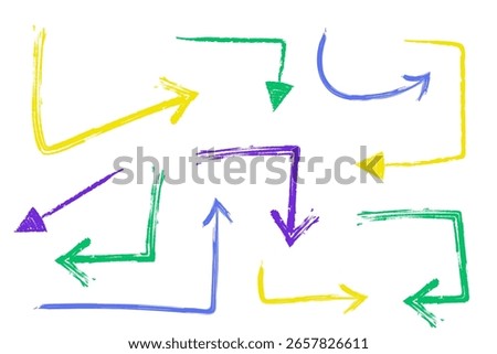 Vector illustration set of various hand-drawn arrows