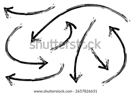 Vector illustration set of various hand-drawn arrows