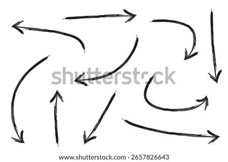Vector illustration set of various hand-drawn arrows