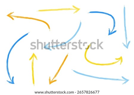 Vector illustration set of various hand-drawn arrows