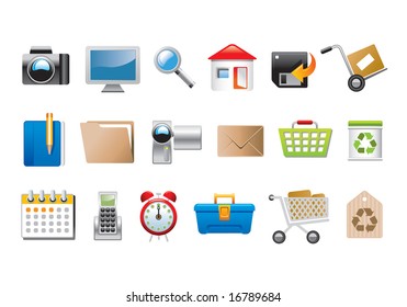 Ilustración vectorial de un conjunto de varios iconos y símbolos
