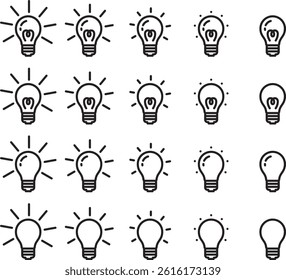 Vector illustration set of various light bulbs