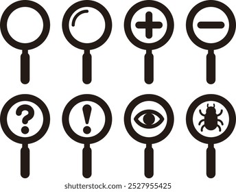Conjunto de Ilustración vectorial de varias lupas y lupas