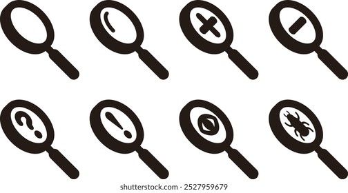Conjunto de Ilustración vectorial de varias lupas y lupas