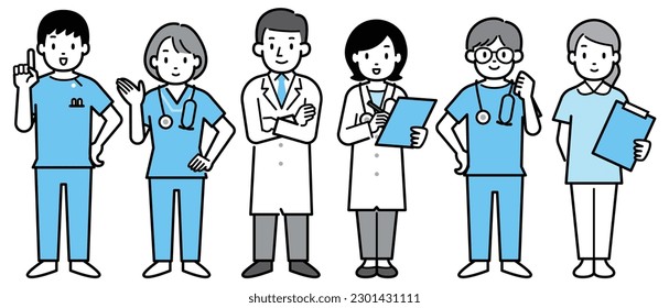 Vector illustration set of various medical workers