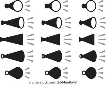 Vector illustration set of various megaphone, loudspeaker icons