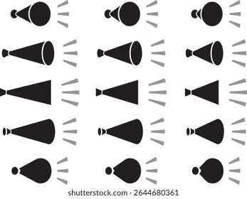 Vector illustration set of various megaphone, loudspeaker icons
