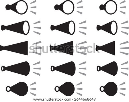 Vector illustration set of various megaphone, loudspeaker icons