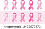 Vector illustration set various pink ribbons