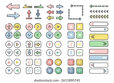 Vector illustration set of various simple arrow icons