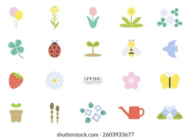 Vector illustration set of various spring icons
