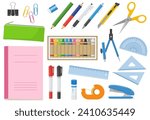 Vector illustration set of various stationery items
