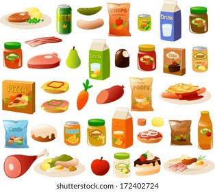 Vector illustration set of various stereotypical german food items.