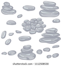 Vector illustration of a set of various stones. Design for stickers and icons. Objects isolated on white background.
