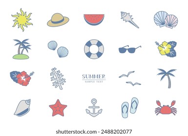 Vector illustration set of various summer icons