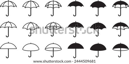 Vector illustration set of various umbrellas