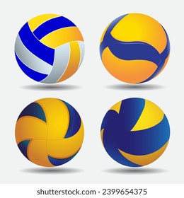 Vector illustration set of various Volleyball balls.