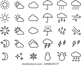 Vector illustration set of various weather icons