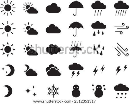 Vector illustration set of various weather icons