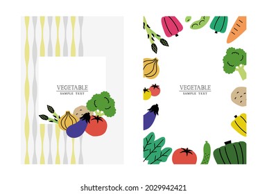 Vector illustration set of vegetable greeting card
