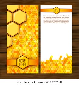 vector illustration. Set of  vertical autumn banners  with honeycomb