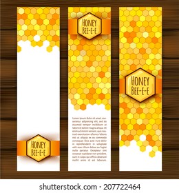 vector illustration. Set of  vertical autumn banners  with honeycomb