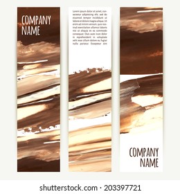 vector illustration. Set of vertical banners with palette knife texture. cream and chocolate